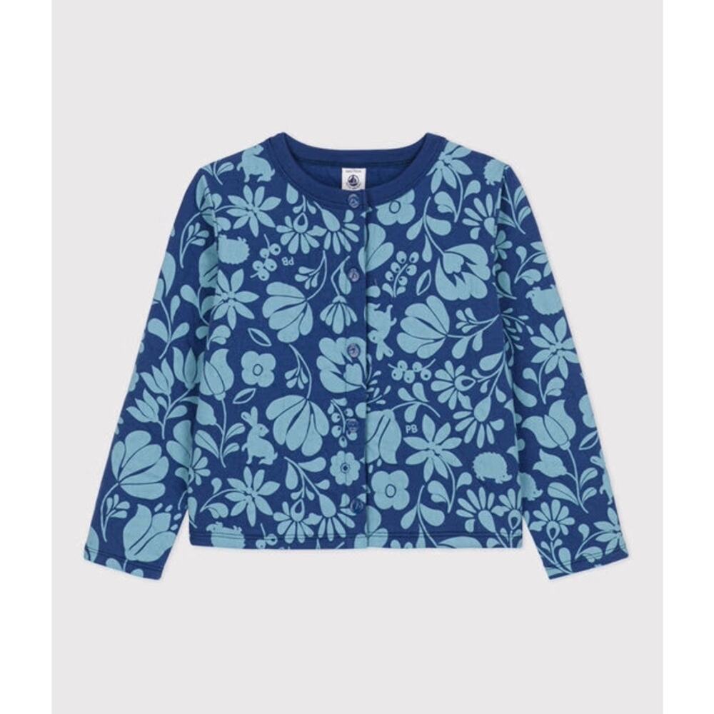 Petit Bateau Girl's Printed Quilted Tube Knit Cardigan NWT